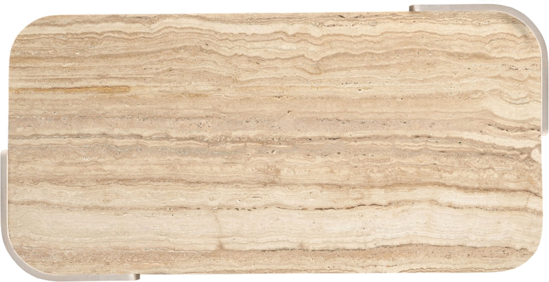 Calabria Genuine Marble And Oak Wood Coffee Table in Cream - 77045Cream-CT