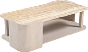 Calabria Genuine Marble And Oak Wood Coffee Table in Cream - 77045Cream-CT