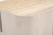 Calabria Genuine Marble And Oak Wood Coffee Table in Cream - 77045Cream-CT