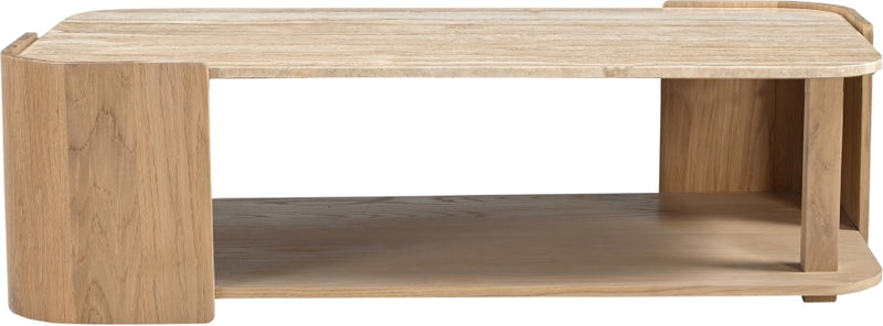 Calabria Genuine Marble And Oak Wood Coffee Table in Natural - 77045Natural-CT