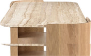 Calabria Genuine Marble And Oak Wood Coffee Table in Natural - 77045Natural-CT