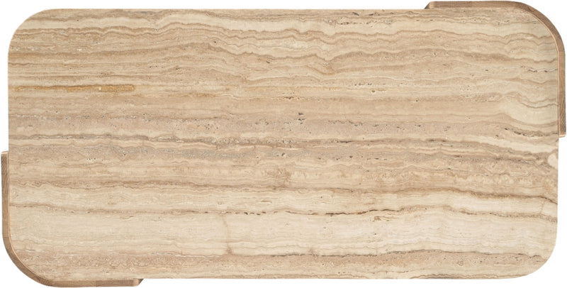 Calabria Genuine Marble And Oak Wood Coffee Table in Natural - 77045Natural-CT
