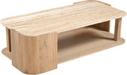 Calabria Genuine Marble And Oak Wood Coffee Table in Natural - 77045Natural-CT