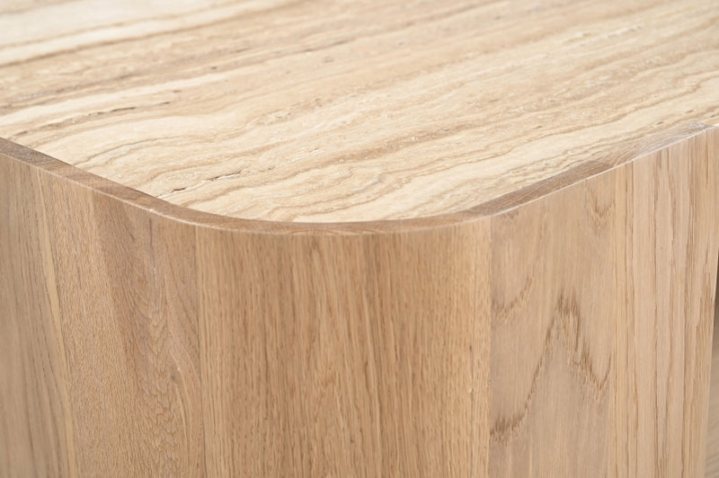Calabria Genuine Marble And Oak Wood Coffee Table in Natural - 77045Natural-CT