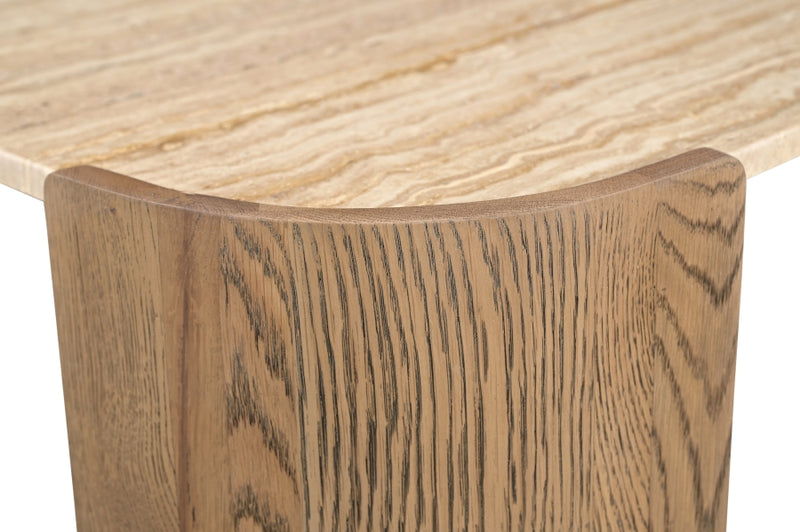 Calabria Genuine Marble And Oak Wood End / Side Table in Brown - 77045Brown-ET