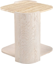 Calabria Genuine Marble And Oak Wood End / Side Table in Cream - 77045Cream-ET
