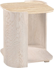 Calabria Genuine Marble And Oak Wood End / Side Table in Cream - 77045Cream-ET
