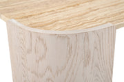 Calabria Genuine Marble And Oak Wood End / Side Table in Cream - 77045Cream-ET