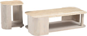Calabria Genuine Marble And Oak Wood End / Side Table in Cream - 77045Cream-ET