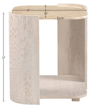 Calabria Genuine Marble And Oak Wood End / Side Table in Cream - 77045Cream-ET