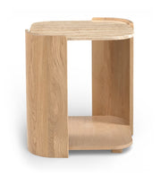 Calabria Genuine Marble And Oak Wood End / Side Table in Natural - 77045Natural-ET