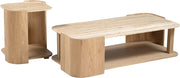 Calabria Genuine Marble And Oak Wood End / Side Table in Natural - 77045Natural-ET