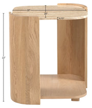 Calabria Genuine Marble And Oak Wood End / Side Table in Natural - 77045Natural-ET