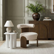 Calder Linen Textured Fabric Upholstered Chair in Beige - 33023Beige