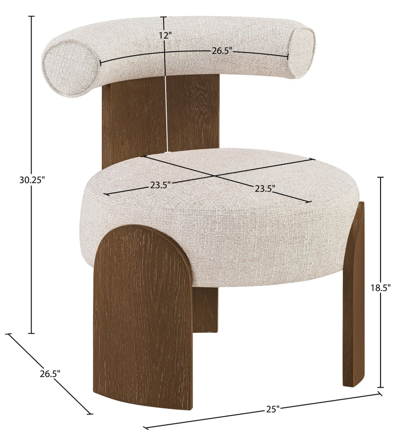 Calder Linen Textured Fabric Upholstered Chair in Beige - 33023Beige