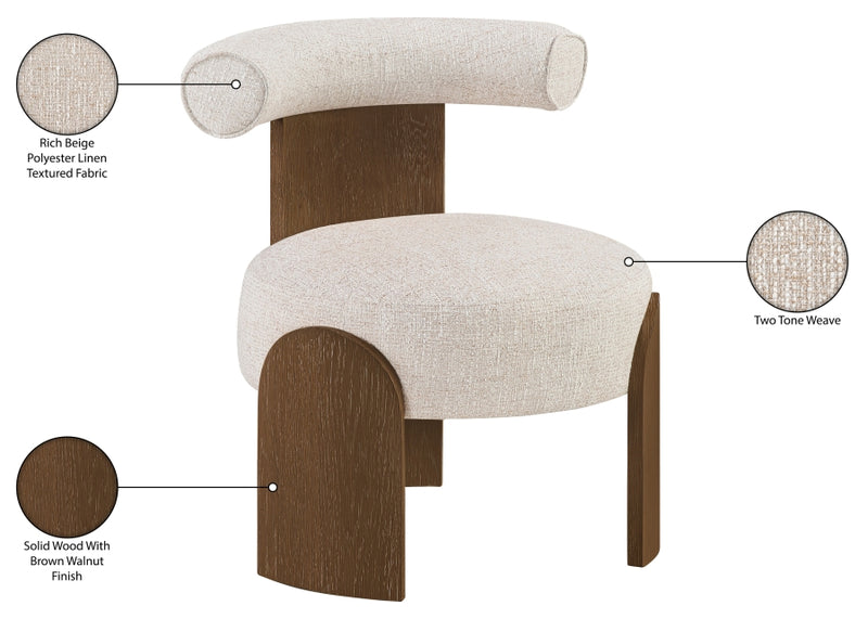 Calder Linen Textured Fabric Upholstered Chair in Beige - 33023Beige