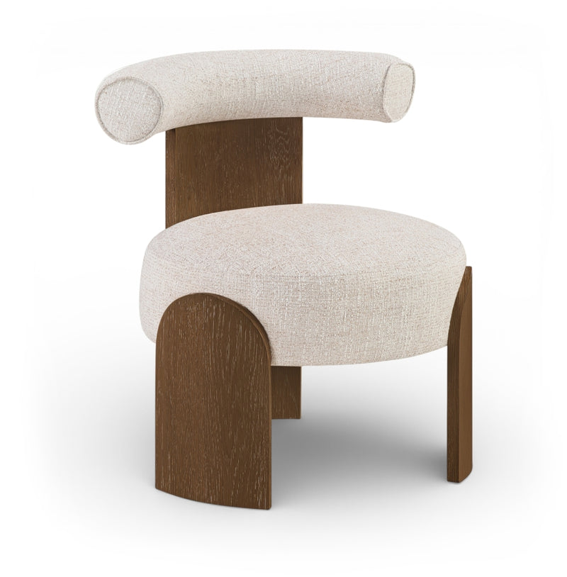 Calder Linen Textured Fabric Upholstered Chair in Beige - 33023Beige