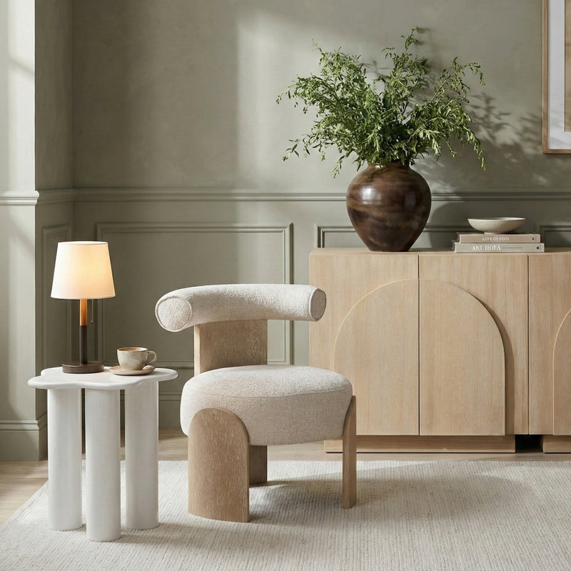 Calder Linen Textured Fabric Upholstered Chair in Beige - 33024Beige
