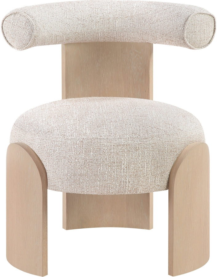Calder Linen Textured Fabric Upholstered Chair in Beige - 33024Beige