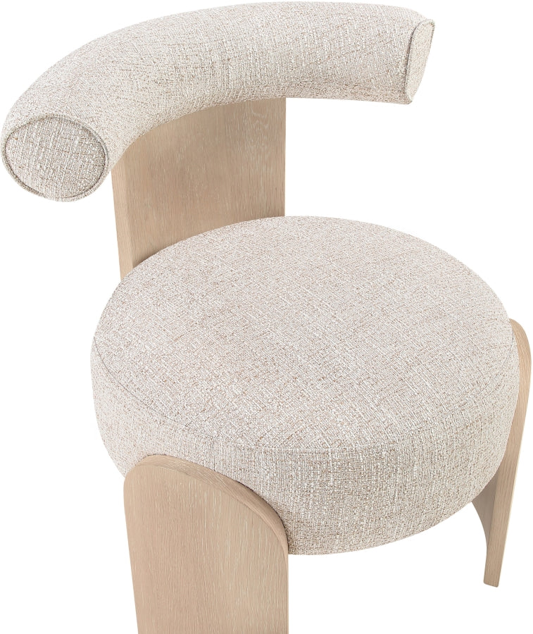 Calder Linen Textured Fabric Upholstered Chair in Beige - 33024Beige