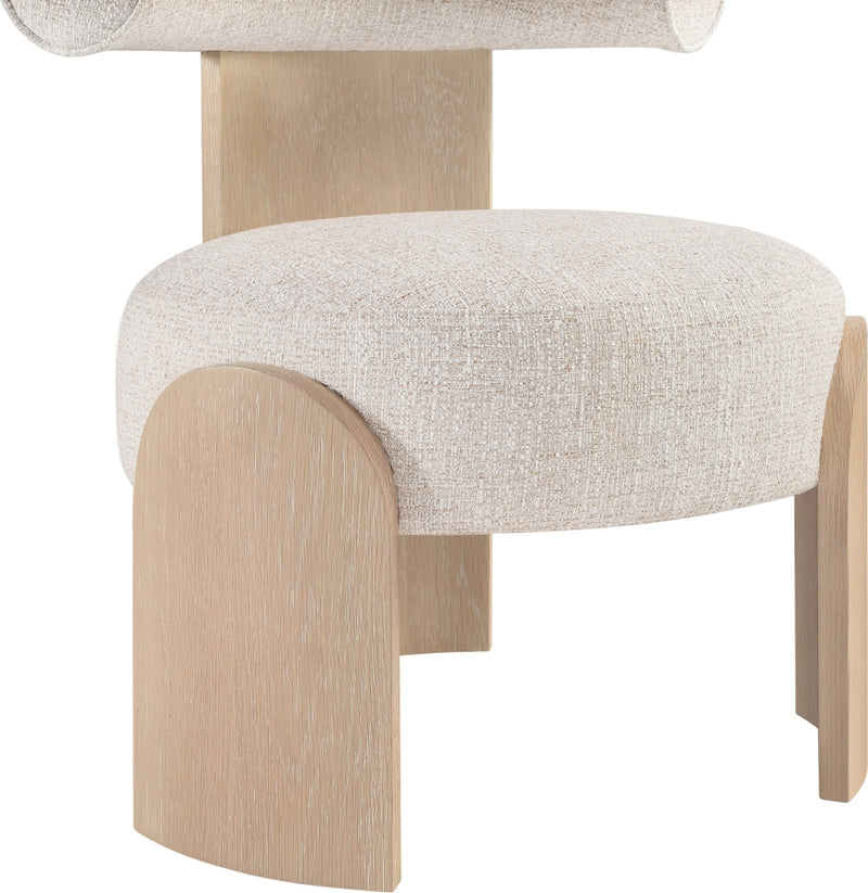 Calder Linen Textured Fabric Upholstered Chair in Beige - 33024Beige
