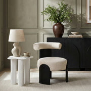 Calder Linen Textured Fabric Upholstered Chair in Beige - 33025Beige