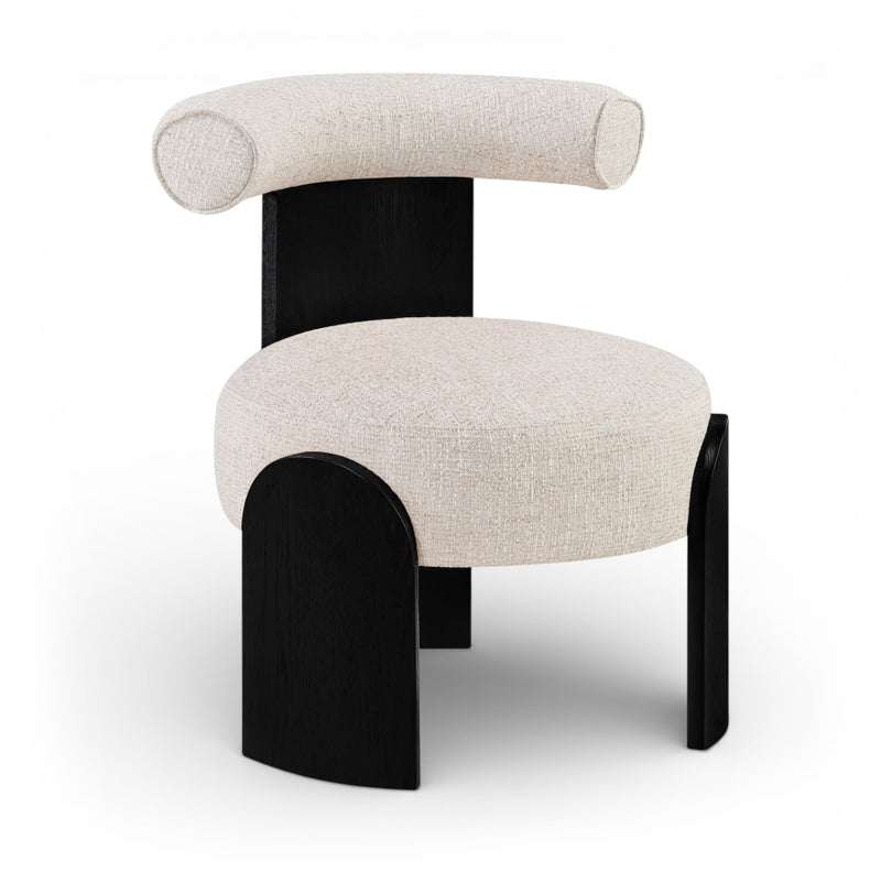 Calder Linen Textured Fabric Upholstered Chair in Beige - 33025Beige