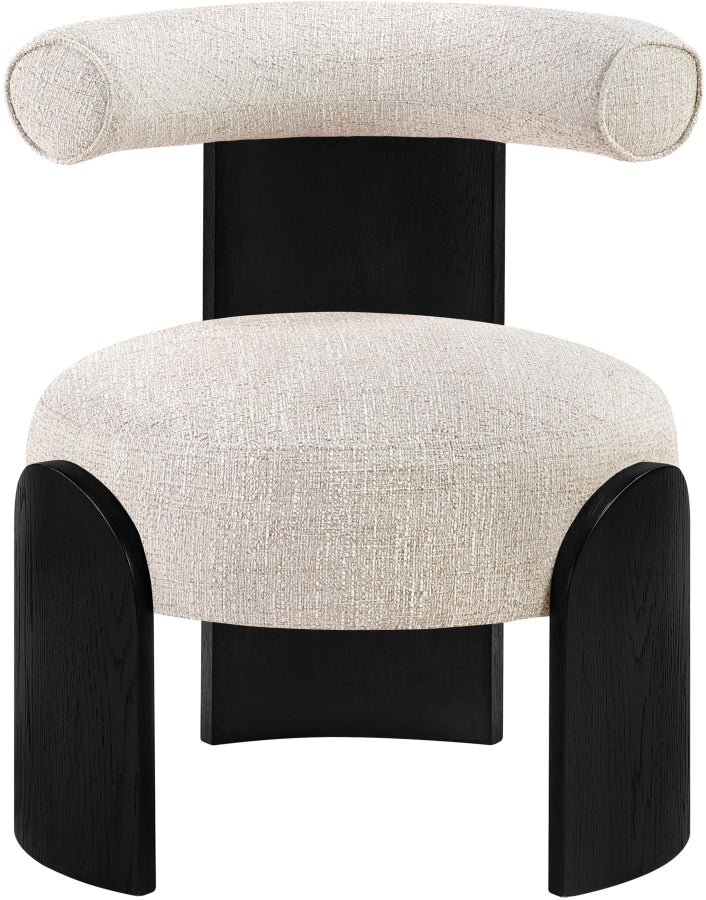 Calder Linen Textured Fabric Upholstered Chair in Beige - 33025Beige