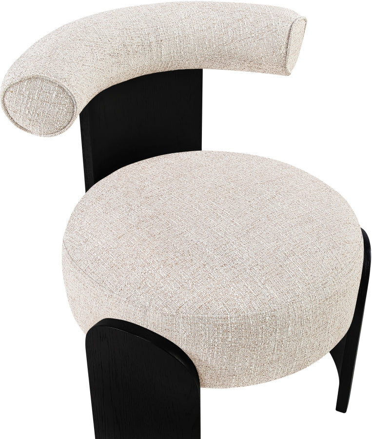 Calder Linen Textured Fabric Upholstered Chair in Beige - 33025Beige