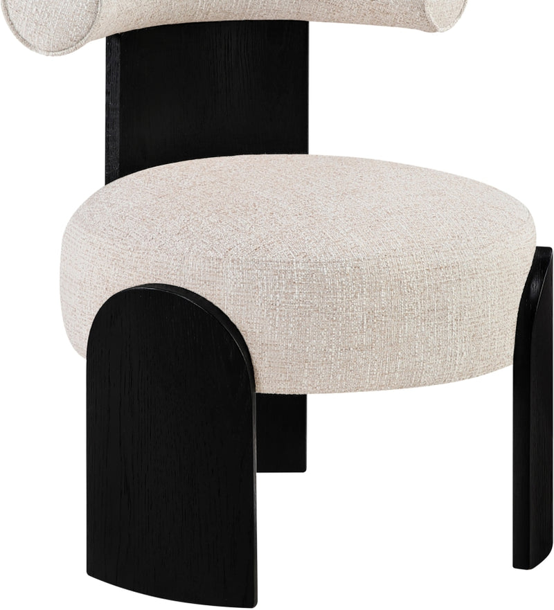Calder Linen Textured Fabric Upholstered Chair in Beige - 33025Beige