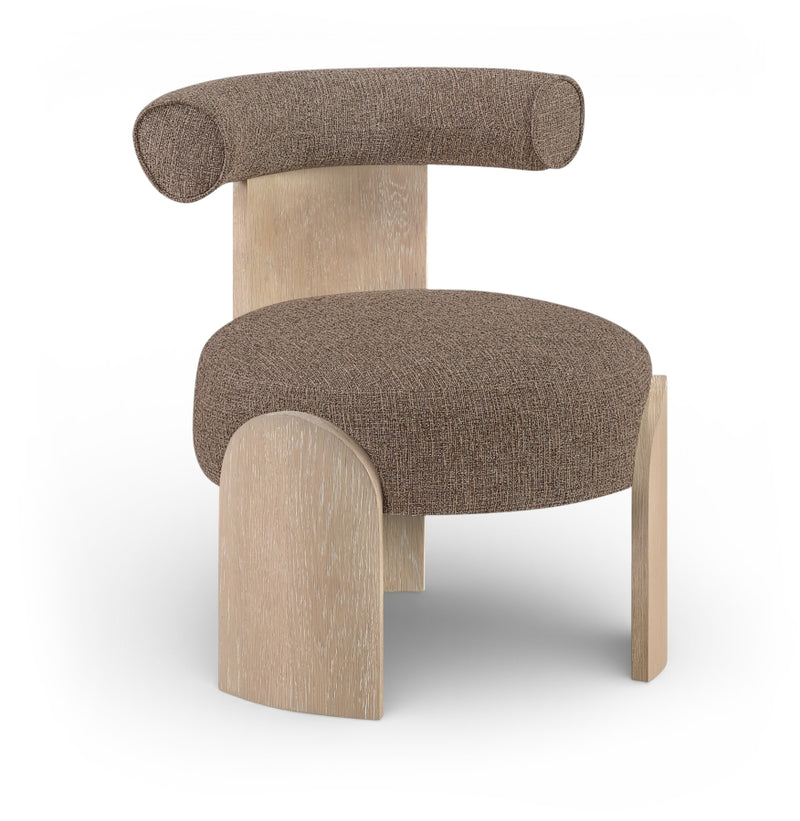Calder Linen Textured Fabric Upholstered Chair in Brown - 33024Brown