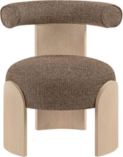 Calder Linen Textured Fabric Upholstered Chair in Brown - 33024Brown