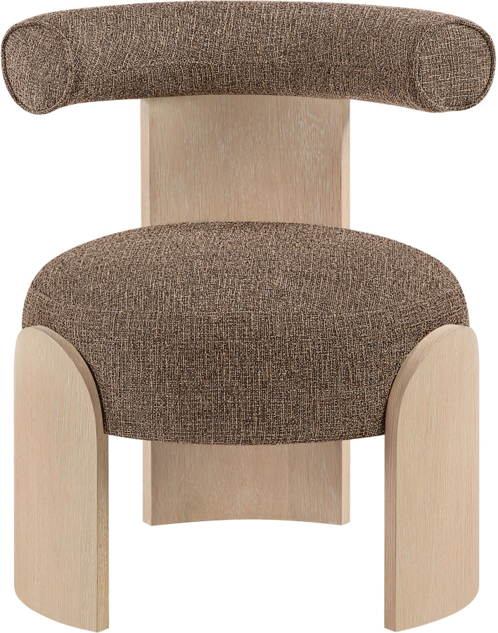 Calder Linen Textured Fabric Upholstered Chair in Brown - 33024Brown