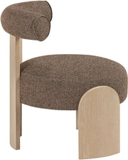 Calder Linen Textured Fabric Upholstered Chair in Brown - 33024Brown