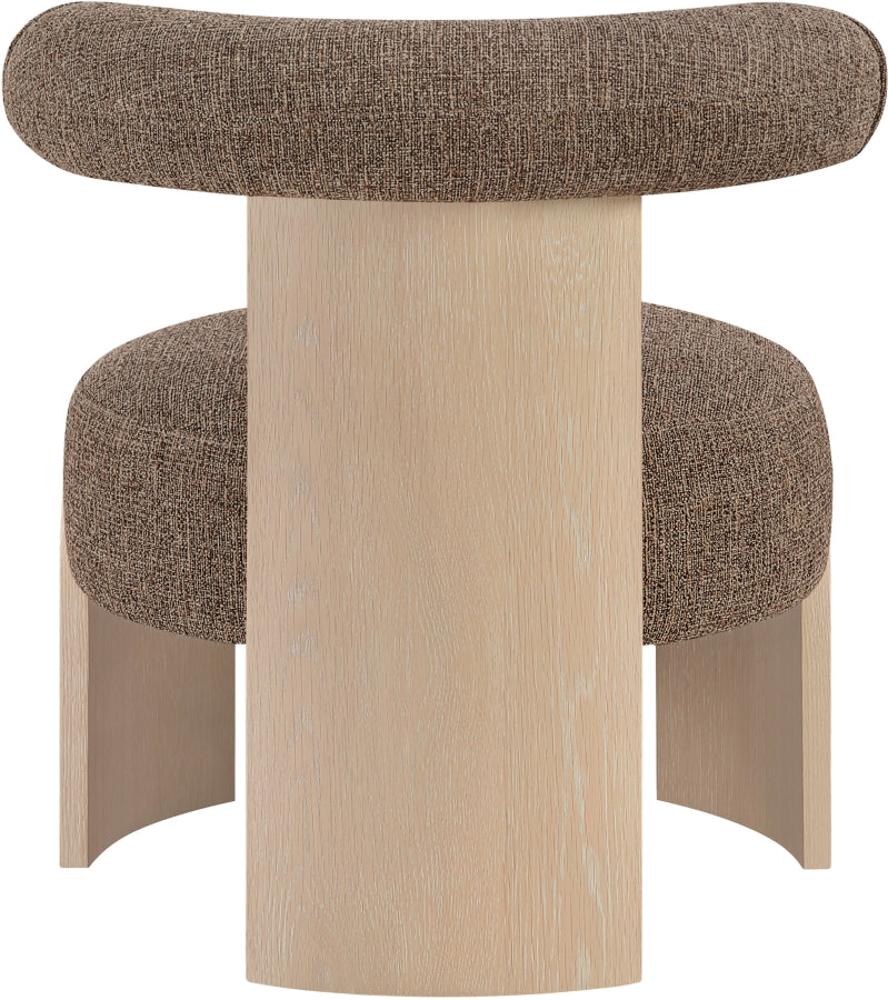 Calder Linen Textured Fabric Upholstered Chair in Brown - 33024Brown