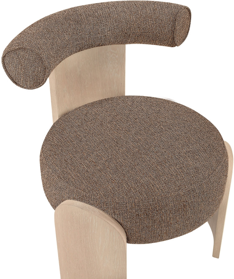 Calder Linen Textured Fabric Upholstered Chair in Brown - 33024Brown