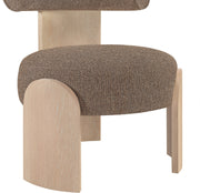 Calder Linen Textured Fabric Upholstered Chair in Brown - 33024Brown