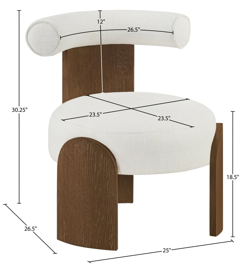 Calder Linen Textured Fabric Upholstered Chair in Cream - 33023Cream