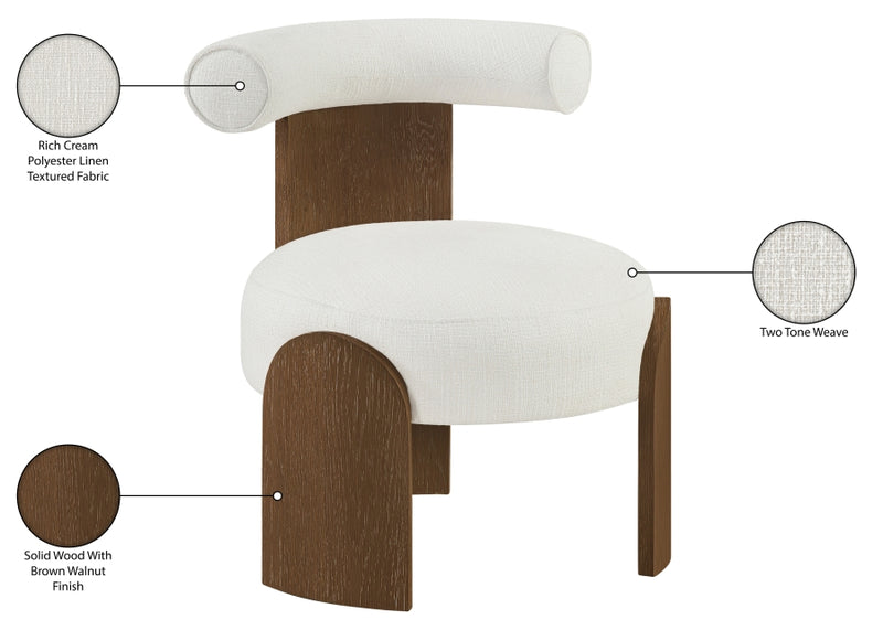 Calder Linen Textured Fabric Upholstered Chair in Cream - 33023Cream