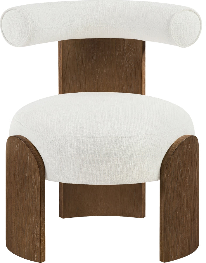 Calder Linen Textured Fabric Upholstered Chair in Cream - 33023Cream
