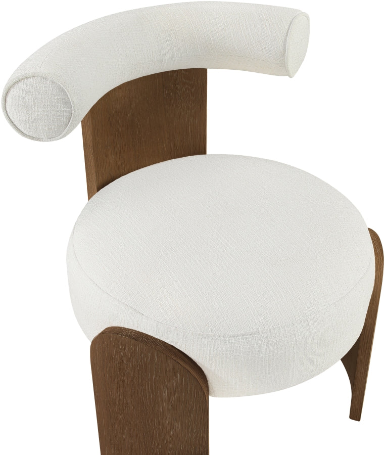 Calder Linen Textured Fabric Upholstered Chair in Cream - 33023Cream