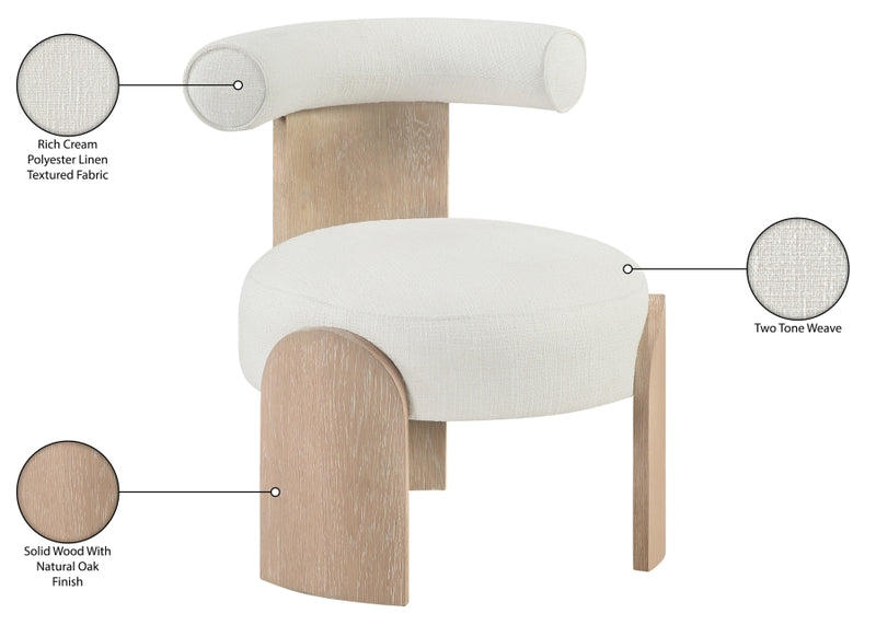 Calder Linen Textured Fabric Upholstered Chair in Cream - 33024Cream