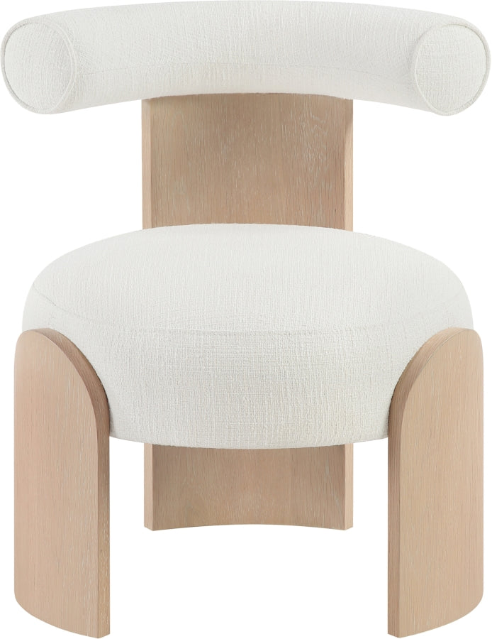 Calder Linen Textured Fabric Upholstered Chair in Cream - 33024Cream