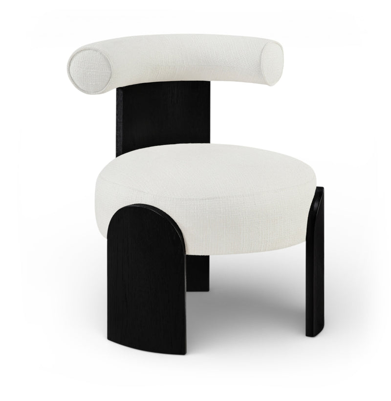 Calder Linen Textured Fabric Upholstered Chair in Cream - 33025Cream