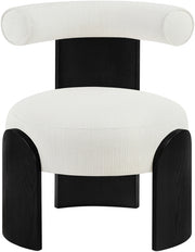 Calder Linen Textured Fabric Upholstered Chair in Cream - 33025Cream