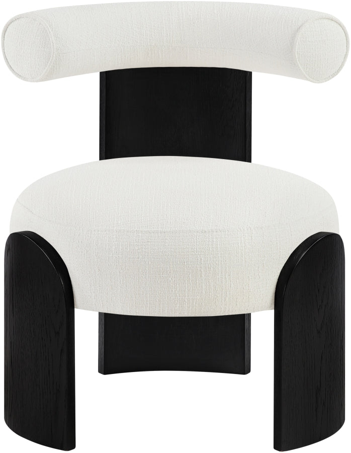 Calder Linen Textured Fabric Upholstered Chair in Cream - 33025Cream