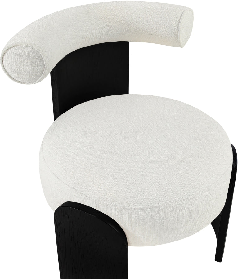 Calder Linen Textured Fabric Upholstered Chair in Cream - 33025Cream