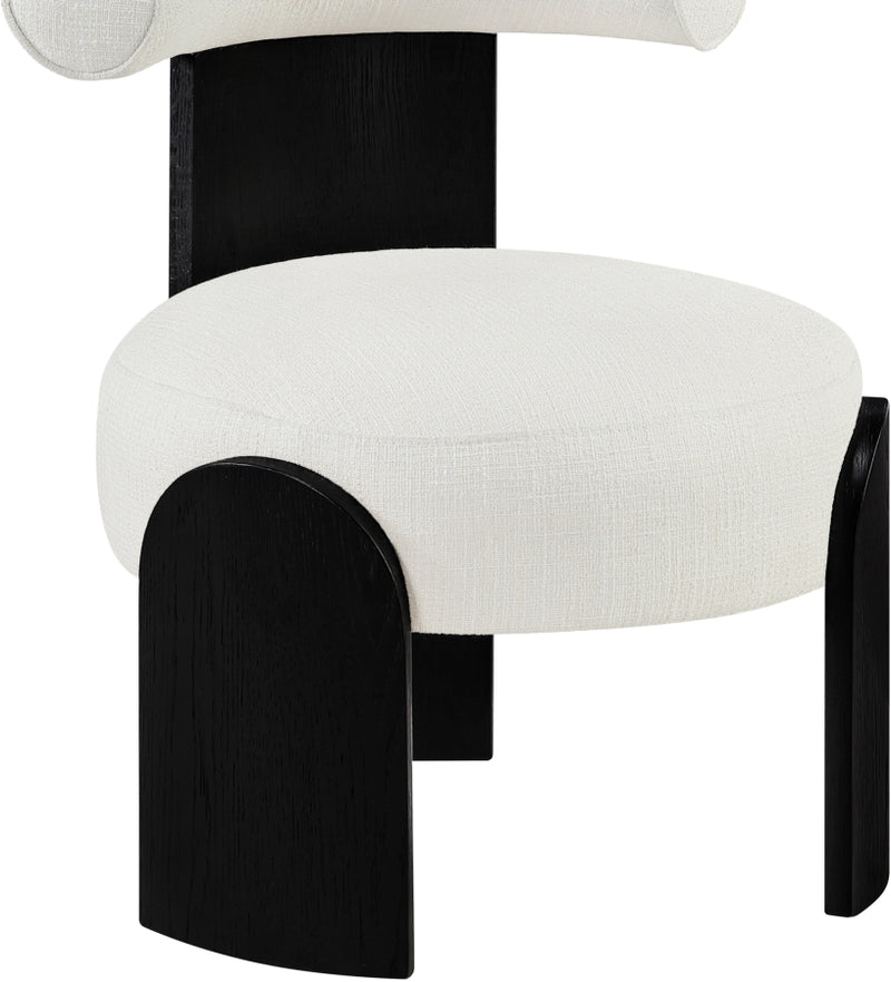 Calder Linen Textured Fabric Upholstered Chair in Cream - 33025Cream