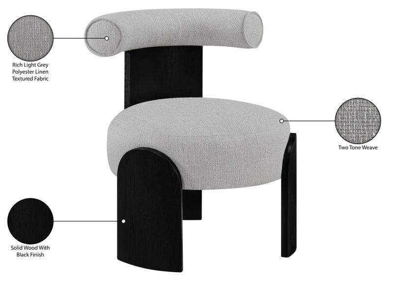 Calder Linen Textured Fabric Upholstered Chair in Grey - 33025Grey