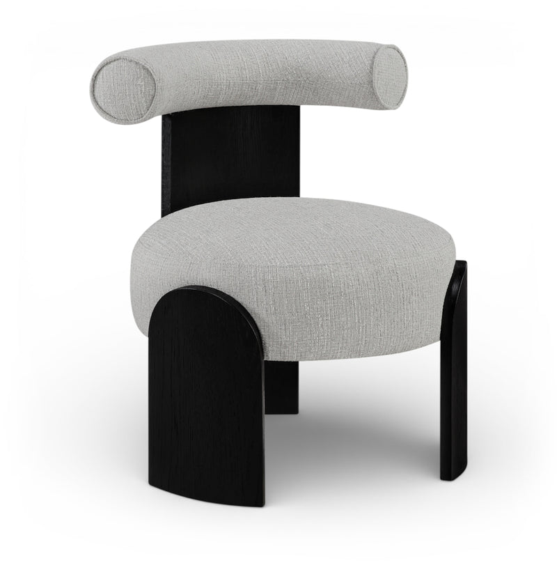 Calder Linen Textured Fabric Upholstered Chair in Grey - 33025Grey